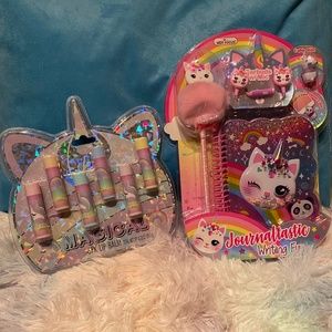 Cute Kitten Unicorn Journal w/ Lip Balm for Girls
